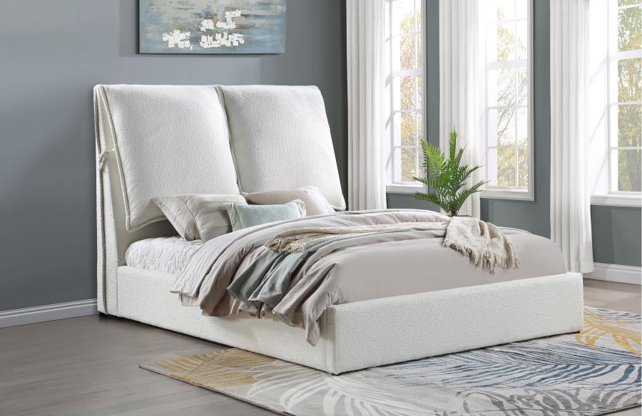 (image for) Gwendoline Upholstered Eastern King Panel Bed White