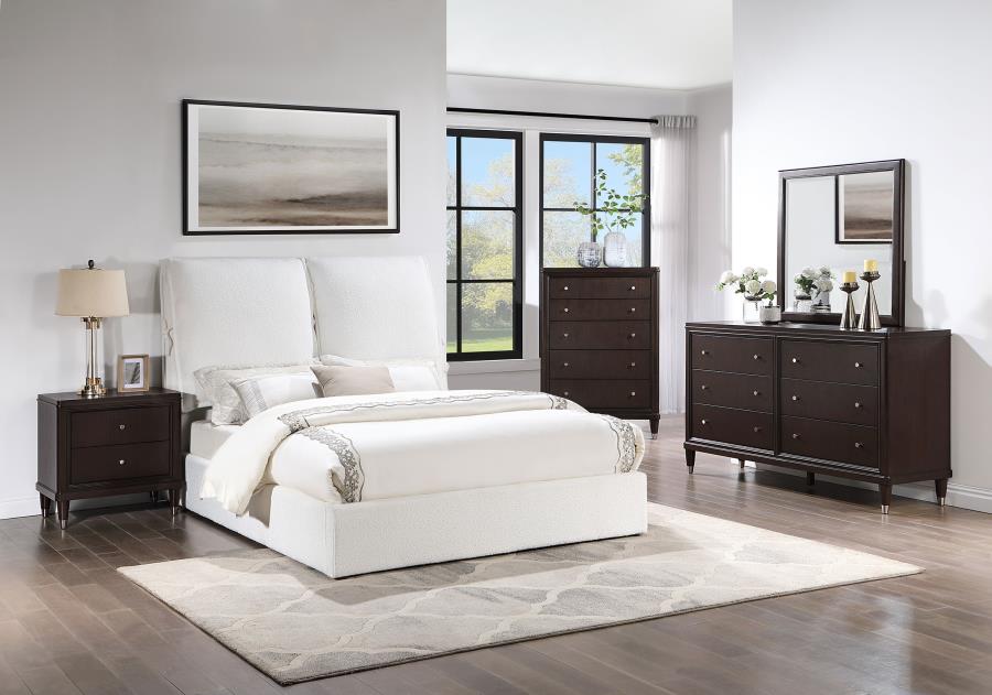 (image for) Gwendoline Upholstered Eastern King Panel Bed White