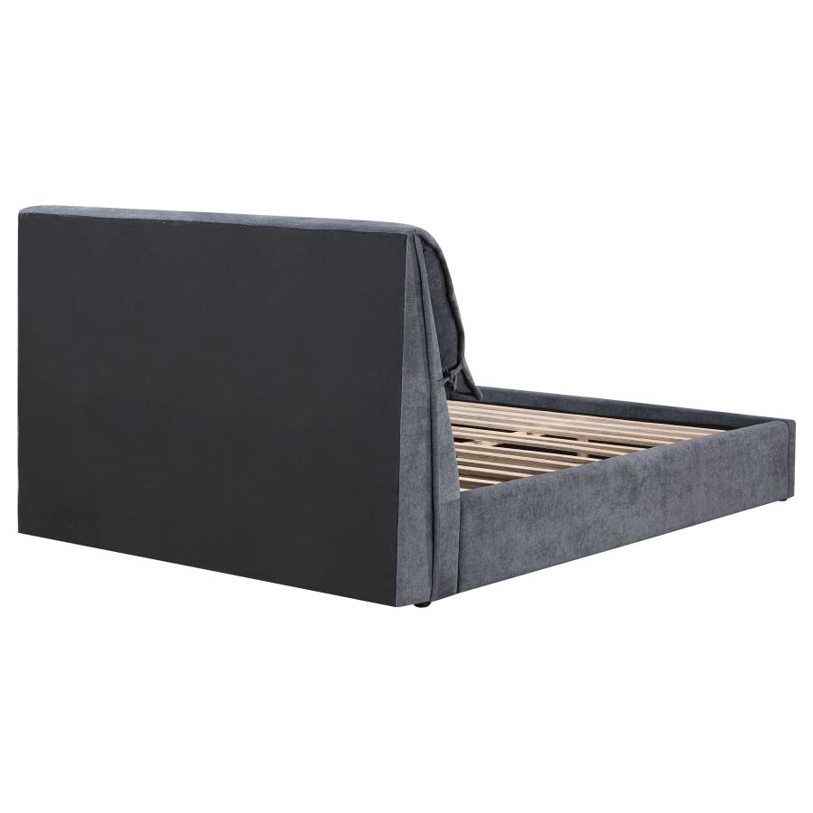 (image for) Laurel Upholstered Queen Panel Bed Dark Grey