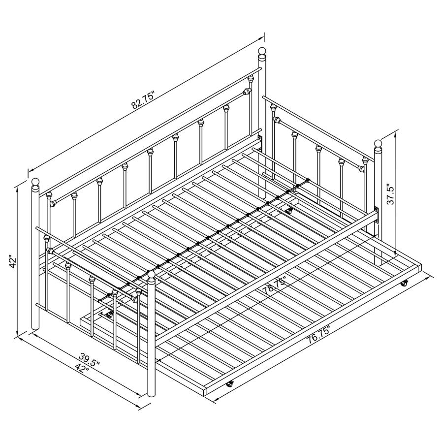 (image for) Nocus Metal Twin Daybed with Trundle Gunmetal