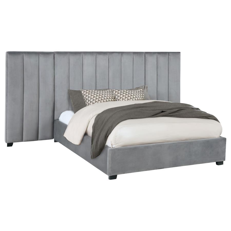 (image for) Arles Upholstered Eastern King Wall Panel Bed Grey