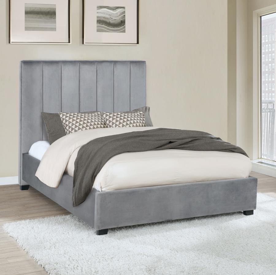 (image for) Arles Upholstered Eastern King Panel Bed Grey