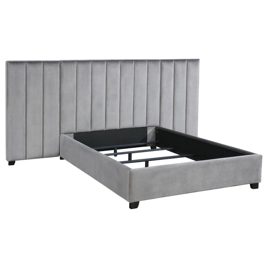 (image for) Arles Upholstered Queen Wall Panel Bed Grey