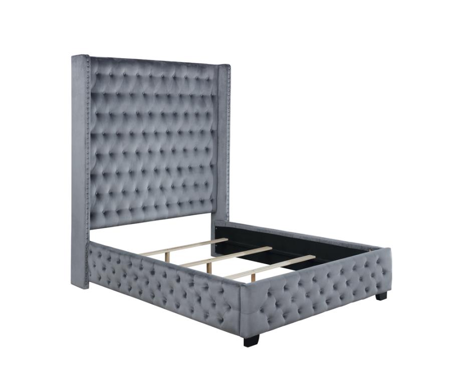 (image for) Rocori Upholstered Eastern King Wingback Bed Grey