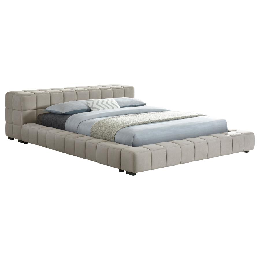 (image for) Trinity Upholstered Full Platform Bed Light Taupe