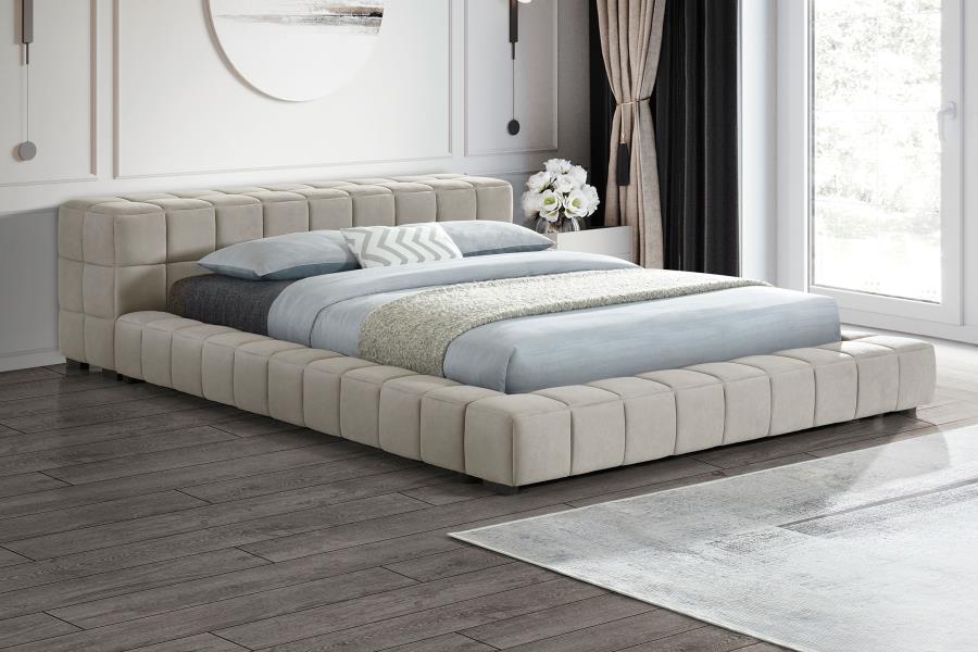 (image for) Trinity Upholstered Eastern King Platform Bed Light Taupe