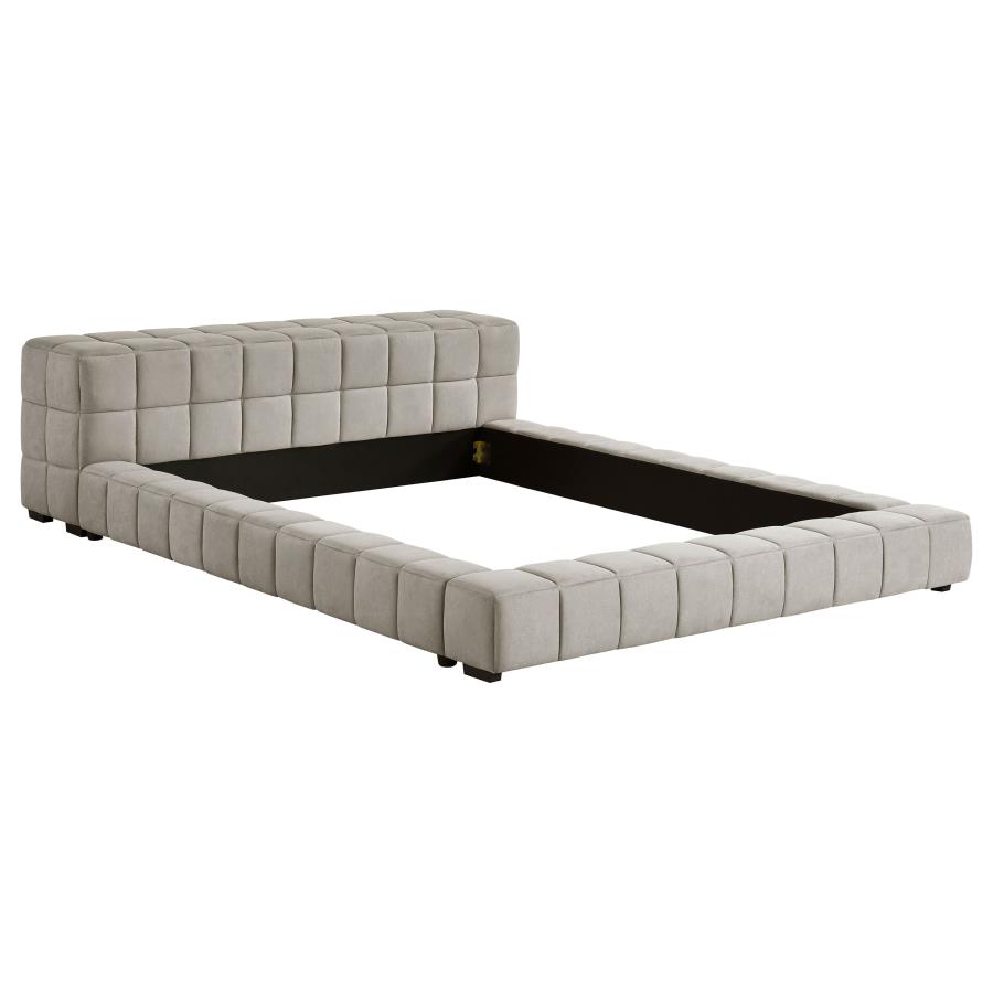 (image for) Trinity Upholstered Cal King Platform Bed Light Taupe