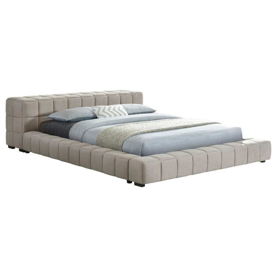 (image for) Trinity Upholstered Cal King Platform Bed Light Taupe