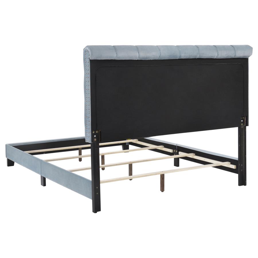 (image for) Warner Upholstered Eastern King Panel Bed Slate Blue