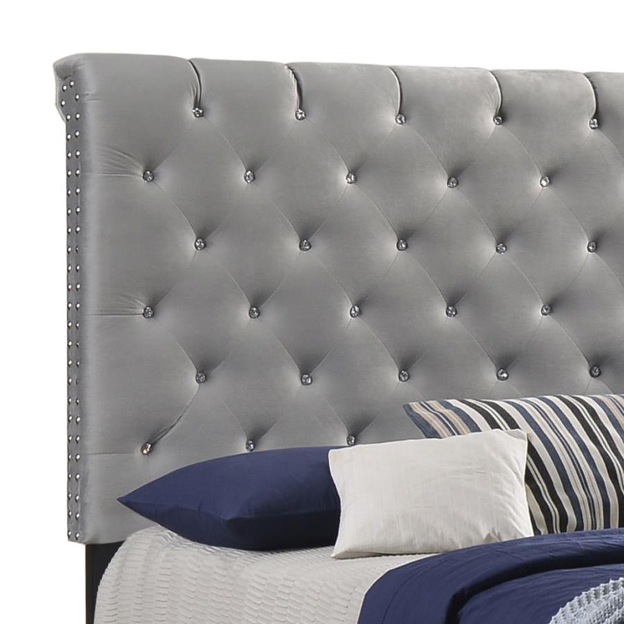 (image for) Warner Upholstered Eastern King Panel Bed Grey