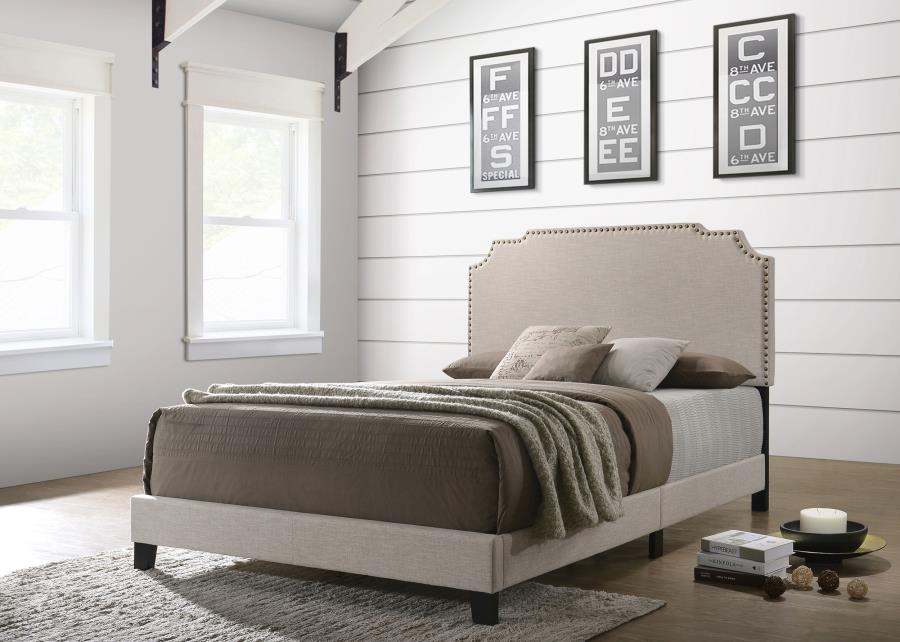 (image for) Tamarac Upholstered Eastern King Panel Bed Beige