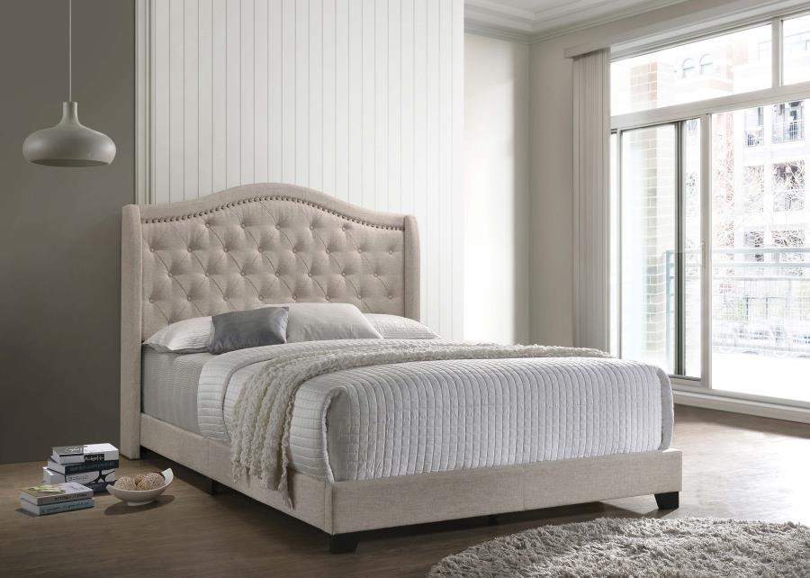 (image for) Sonoma Upholstered Eastern King Wingback Bed Beige