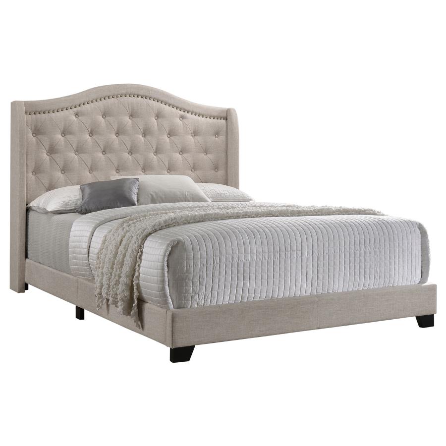 (image for) Sonoma Upholstered Eastern King Wingback Bed Beige