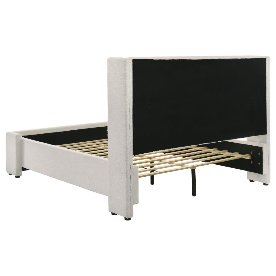 (image for) Alamosa Boucle Upholstered Eastern King Platform Bed White 