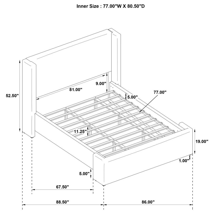 (image for) Alamosa Boucle Upholstered Eastern King Platform Bed White 