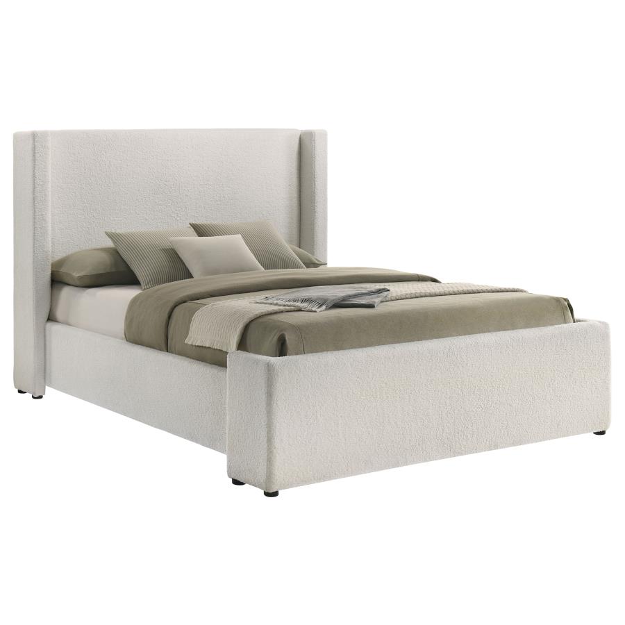 (image for) Alamosa Boucle Upholstered Queen Wingback Bed White 