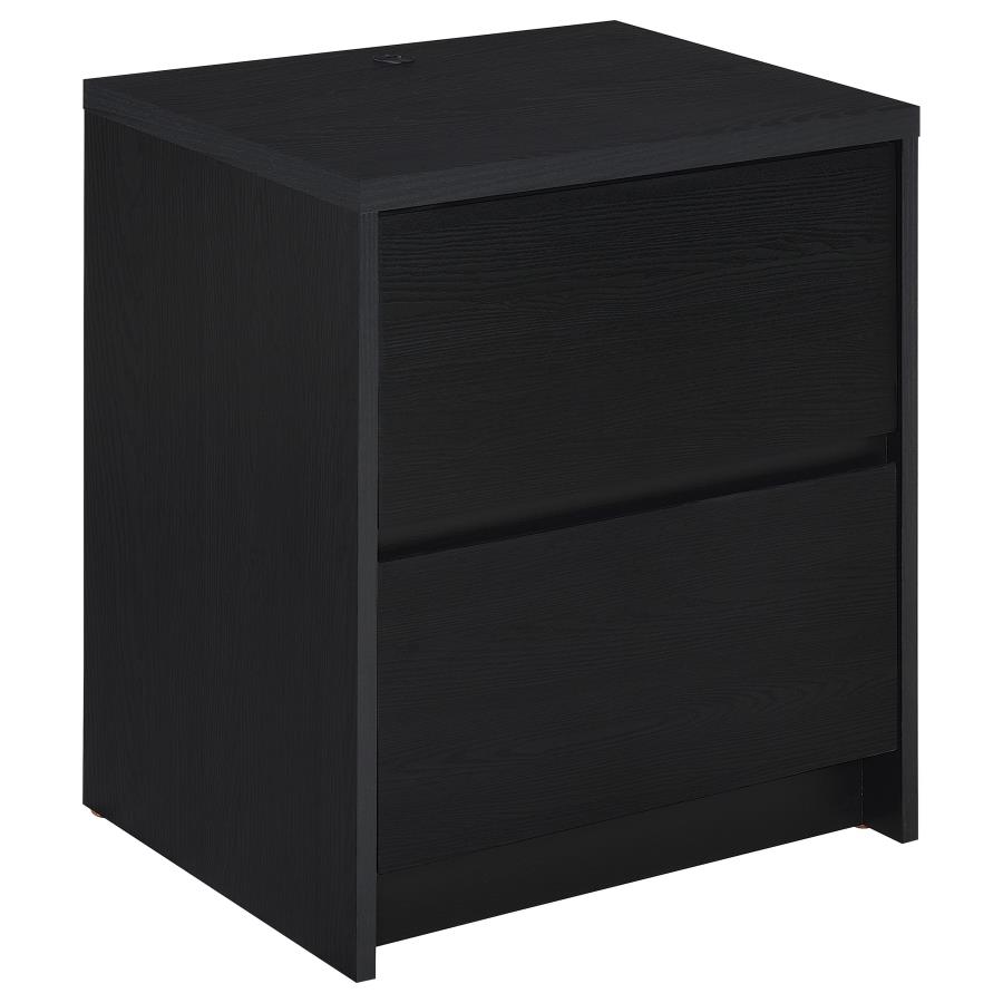 (image for) Westpark 2-drawer Nightstand LED Lights and USB Black