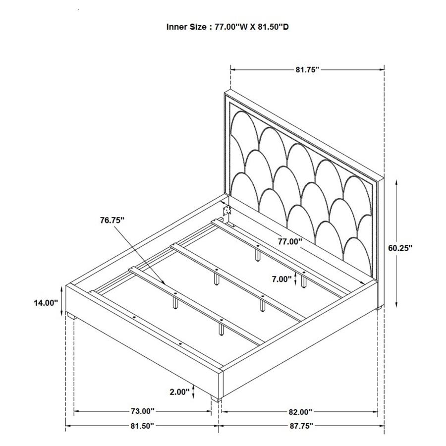 (image for) Bowfield Upholstered Eastern King Panel Bed Charcoal