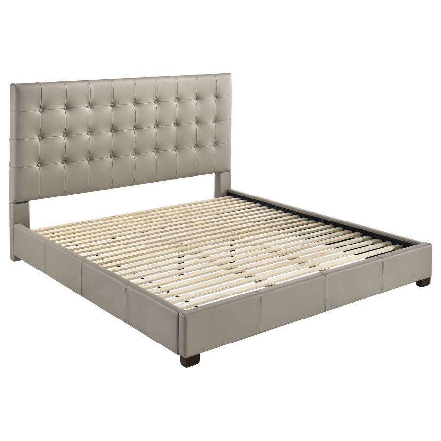 (image for) Medley Genuine Leather Eastern King Platform Bed Tan