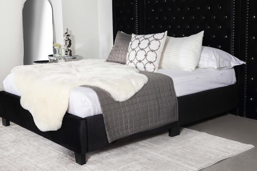 (image for) Hailey Upholstered Eastern King Wall Panel Bed Black