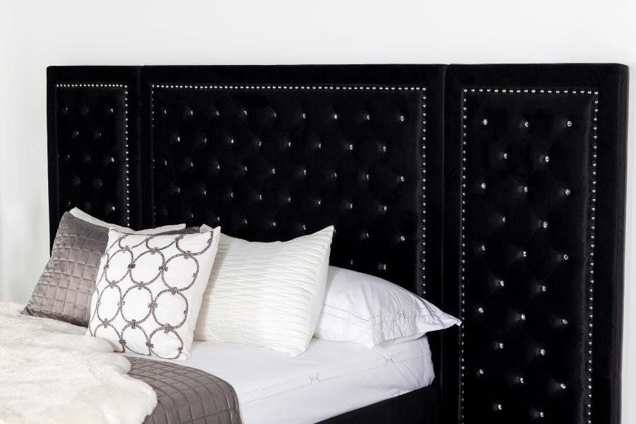 (image for) Hailey Upholstered Eastern King Wall Panel Bed Black