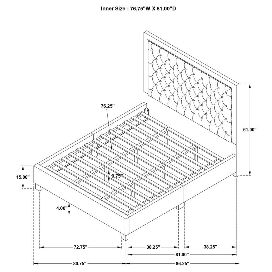 (image for) Hailey Upholstered Eastern King Wall Panel Bed Black