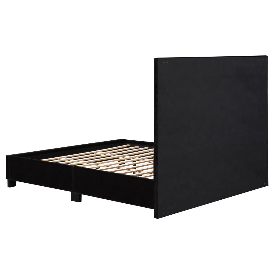 (image for) Hailey Upholstered Eastern King Panel Bed Black