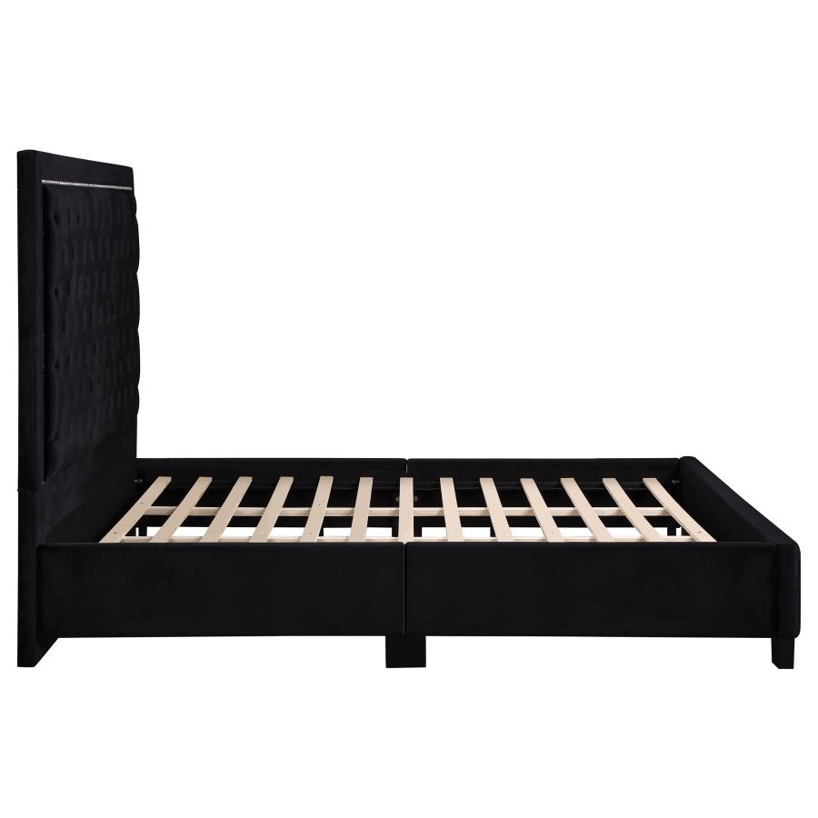 (image for) Hailey Upholstered Eastern King Panel Bed Black