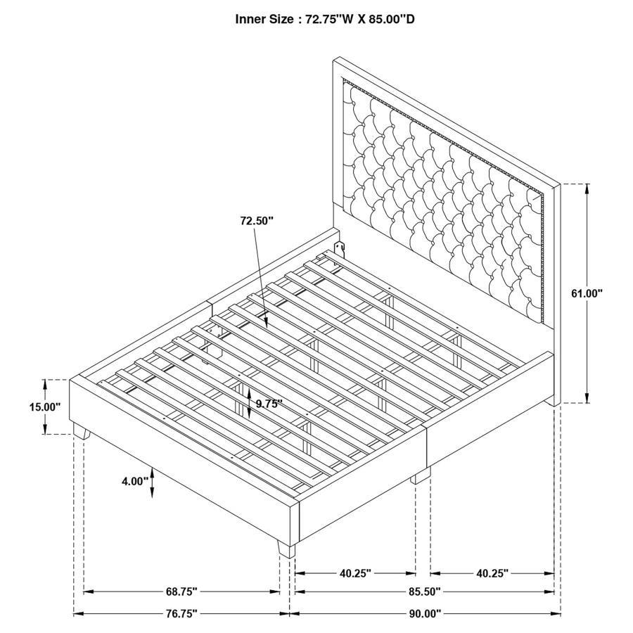 (image for) Hailey Upholstered California King Wall Panel Bed Black