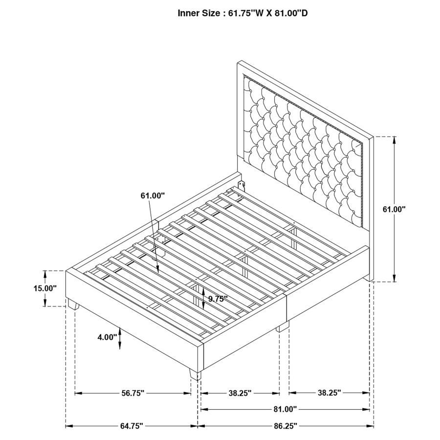 (image for) Hailey Upholstered Queen Panel Bed Black