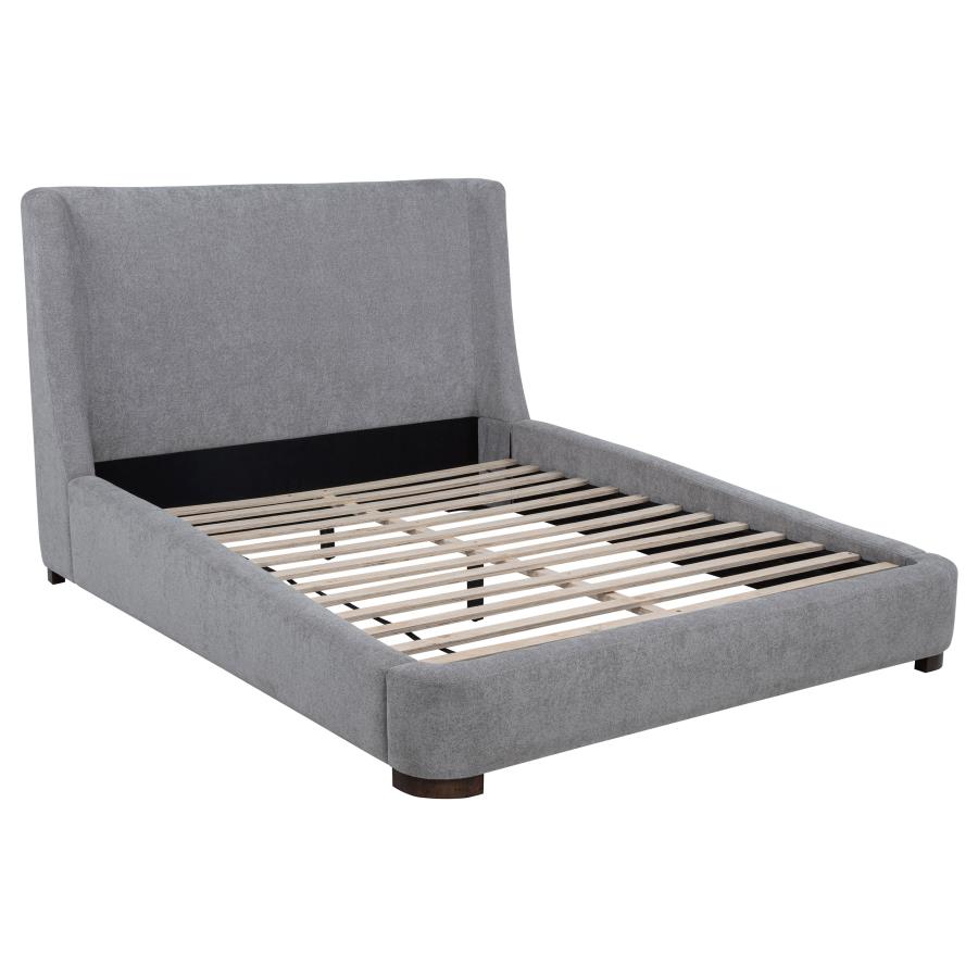 (image for) Rennes Upholstered Queen Wingback Platform Bed Grey