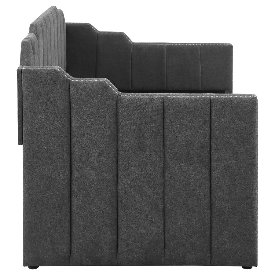 (image for) Kingston Upholstered Twin Daybed with Trundle Charcoal