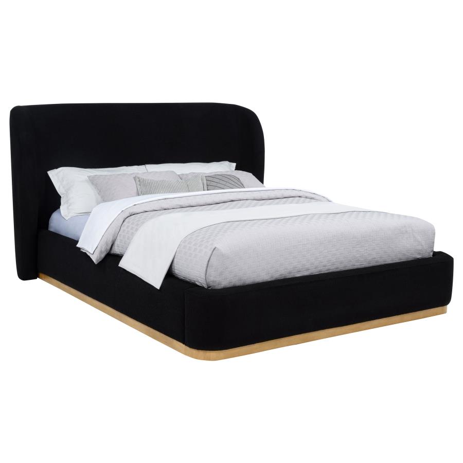 (image for) Blaire Upholstered California King Wingback Platform Bed Black