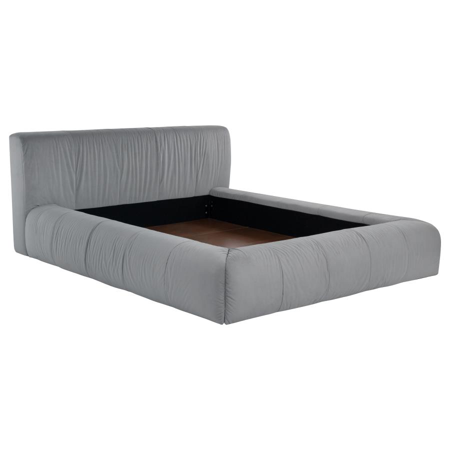 (image for) Wilshire Upholstered California King Platform Bed Grey - Click Image to Close