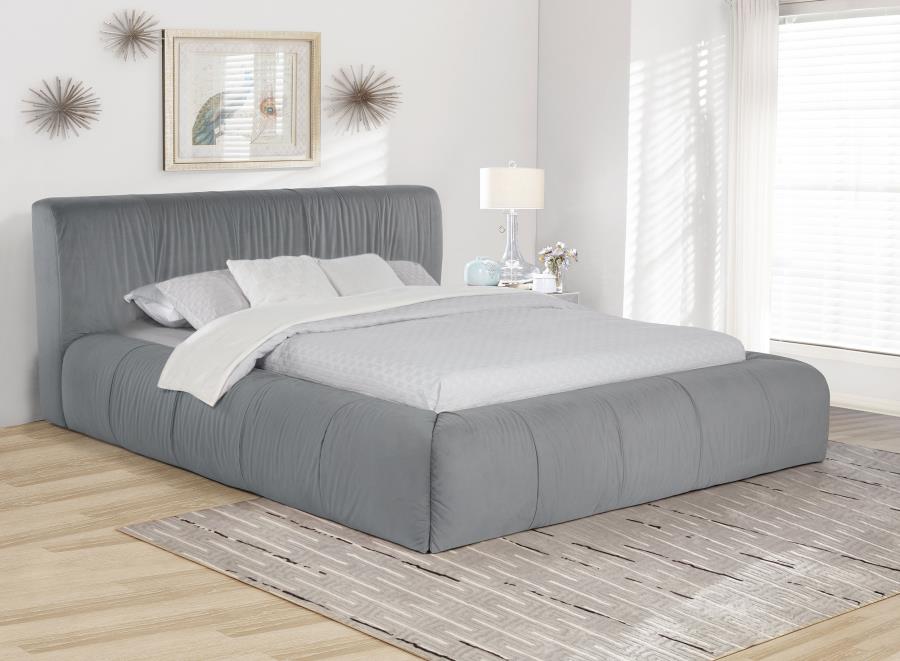 (image for) Wilshire Upholstered Queen Platform Bed Grey