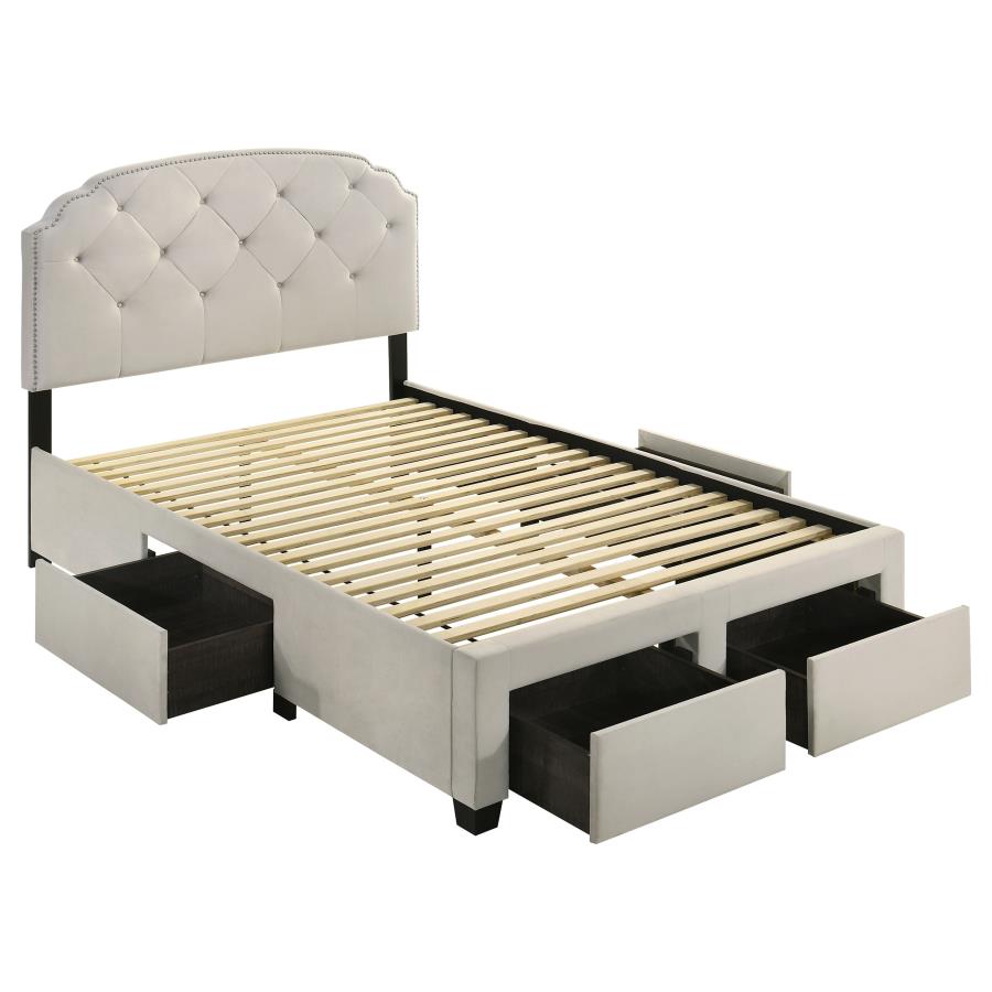(image for) Marianna 4-drawer Upholstered Full Storage Bed Cream