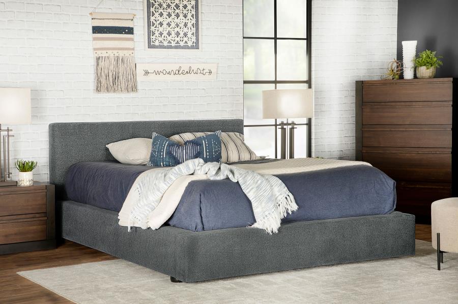 (image for) Gregory Upholstered Queen Panel Bed Graphite