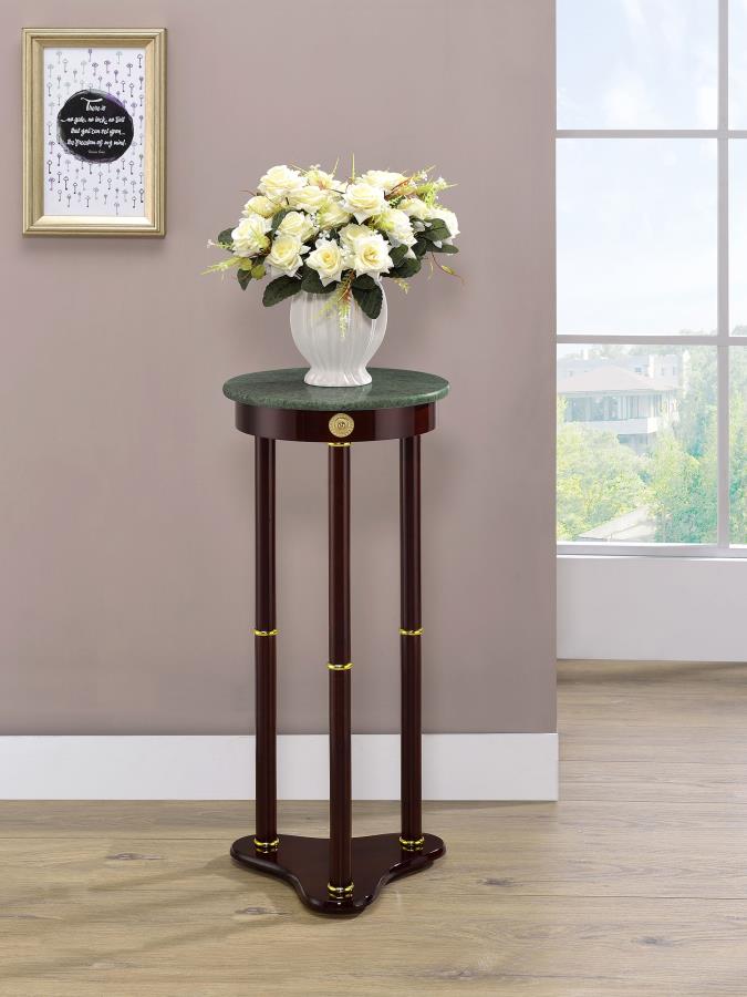 (image for) Edie Round Marble Top Accent Side Table Merlot