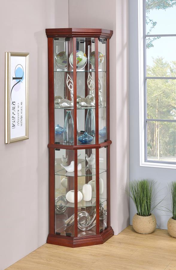 (image for) Appledale 6-shelf Corner Curio Display Cabinet Medium Brown