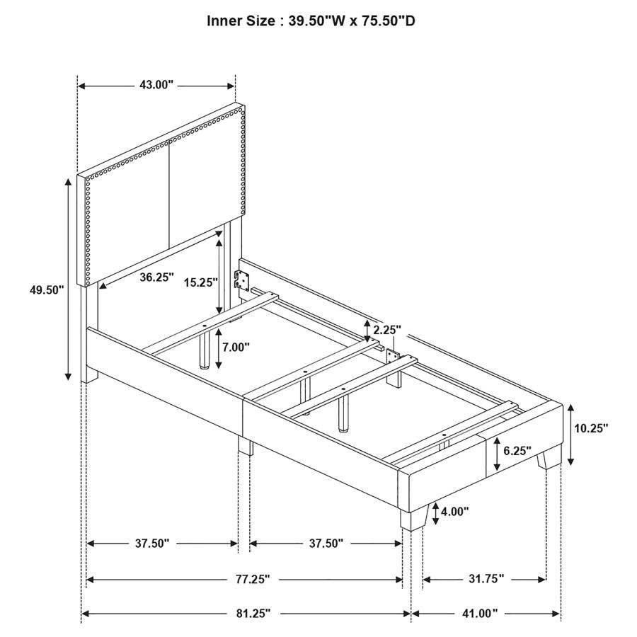 (image for) Boyd Upholstered Twin Panel Bed Charcoal