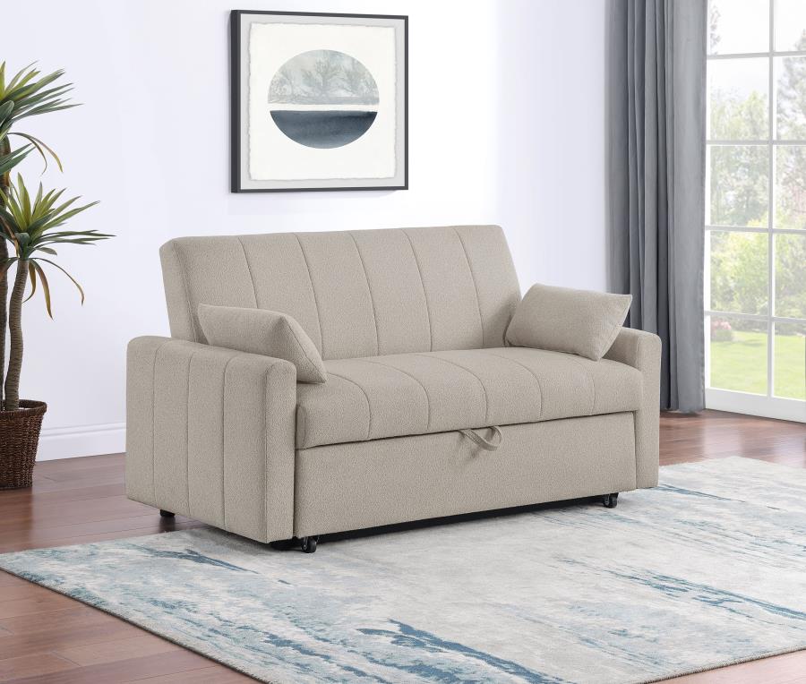 (image for) Portland Boucle Upholstered Sleeper Sofa Bed Latte