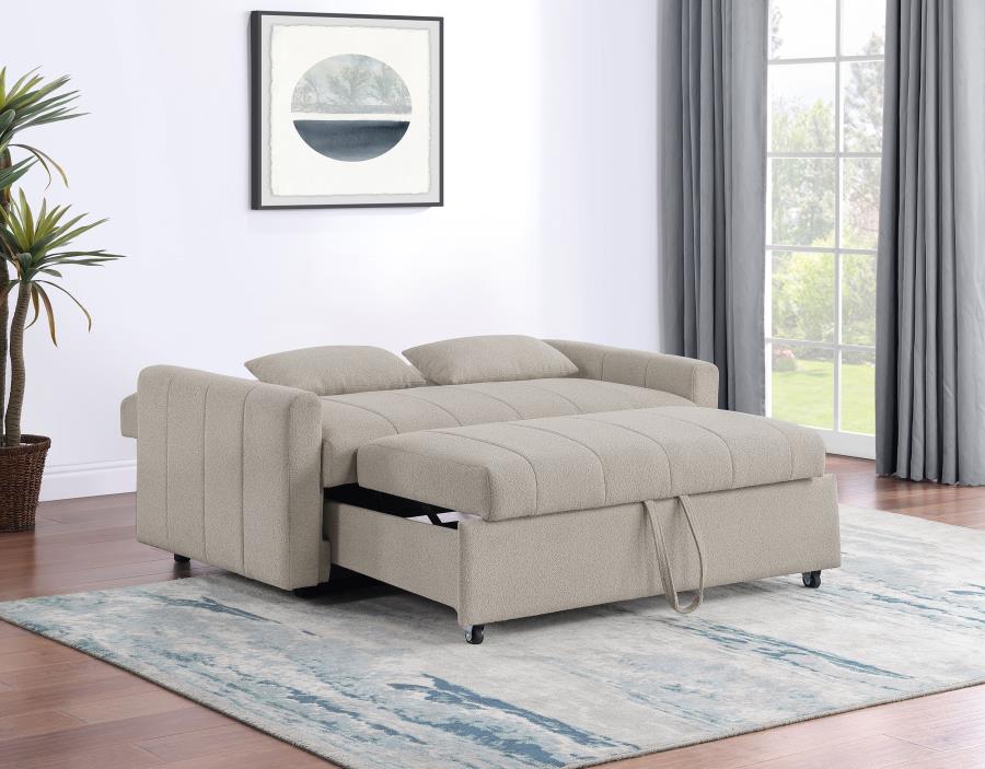 (image for) Portland Boucle Upholstered Sleeper Sofa Bed Latte