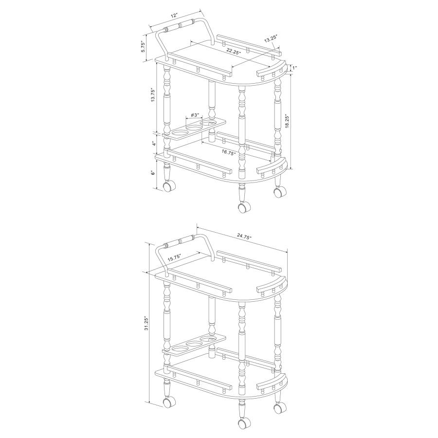 (image for) Palmer 2-tier Rectangular Wood Bar Cart Merlot