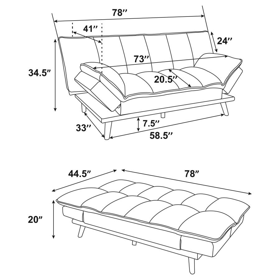 (image for) Laredo Upholstered Tufted Convertible Sofa Bed Light Grey