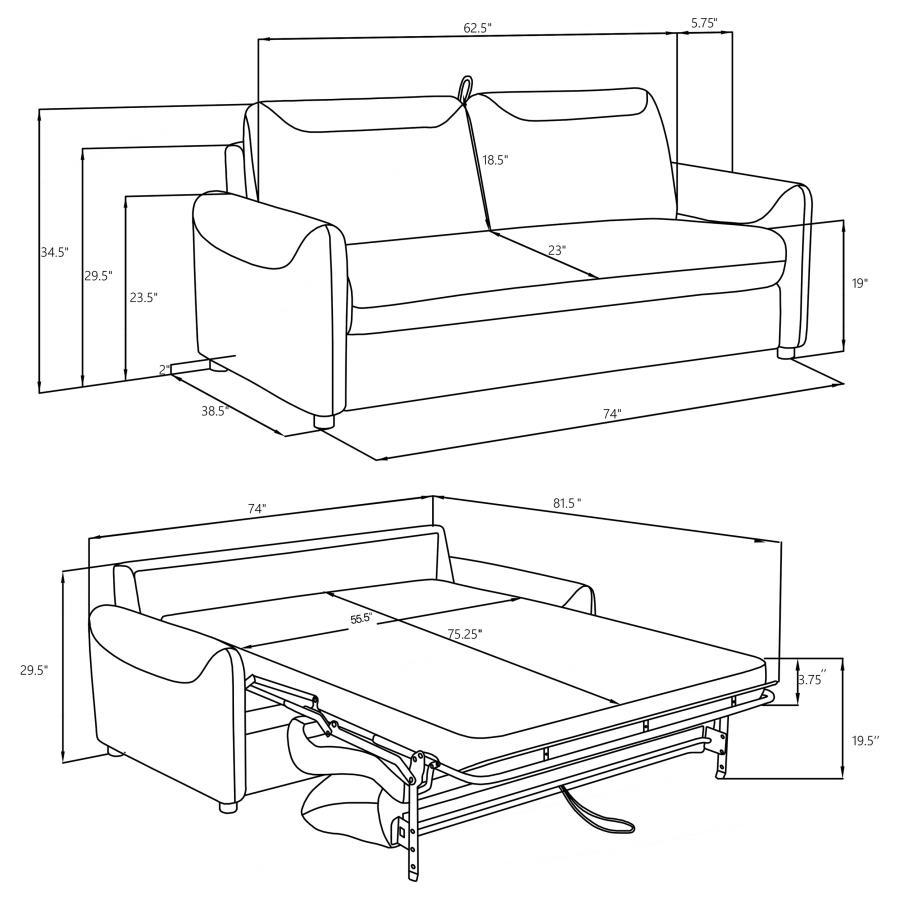 (image for) Rylie Upholstered Sofa Sleeper with Queen Mattress Beige