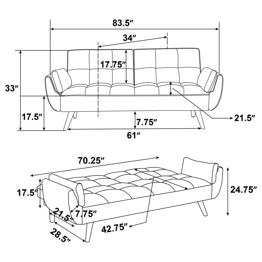 (image for) Caufield Upholstered Tufted Convertible Sofa Bed Grey