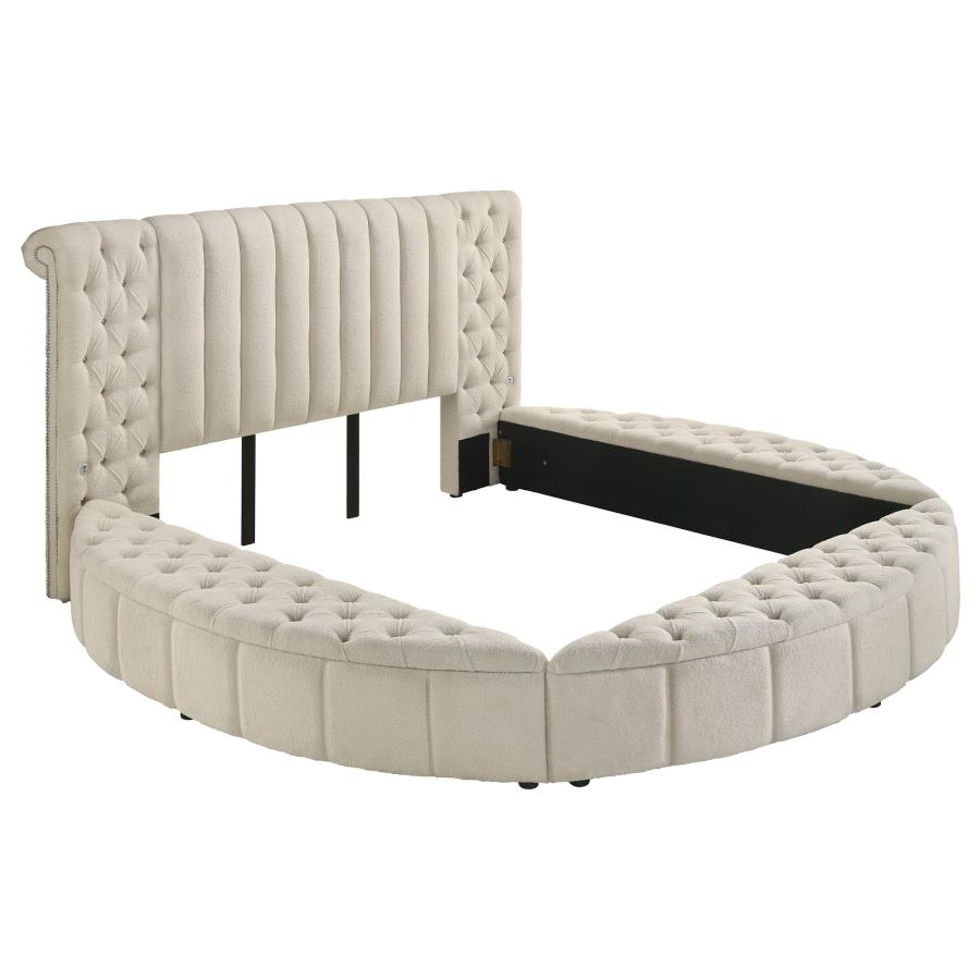 (image for) Sonya Upholstered Queen Round Storage Bed Ivory