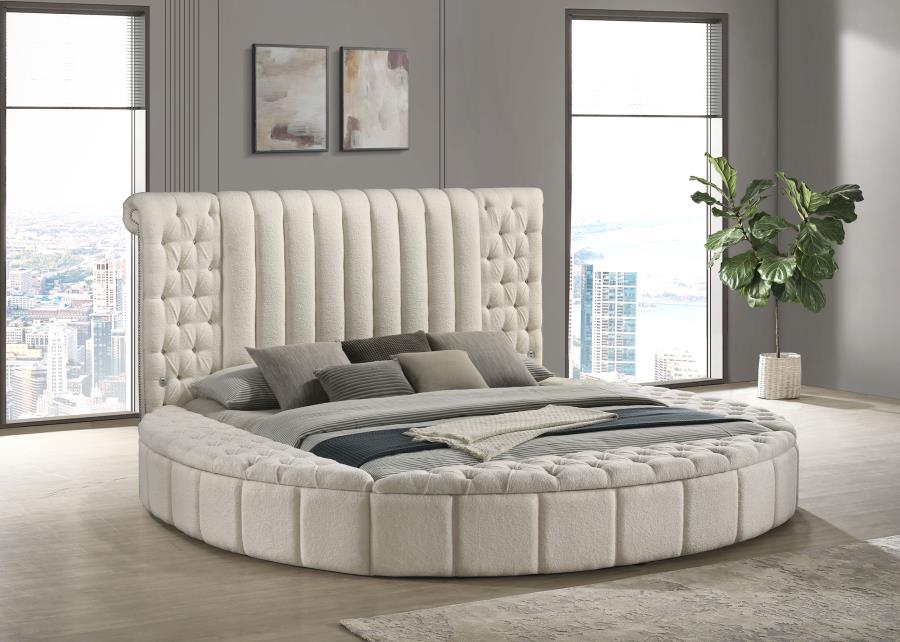 (image for) Sonya Upholstered Queen Round Storage Bed Ivory