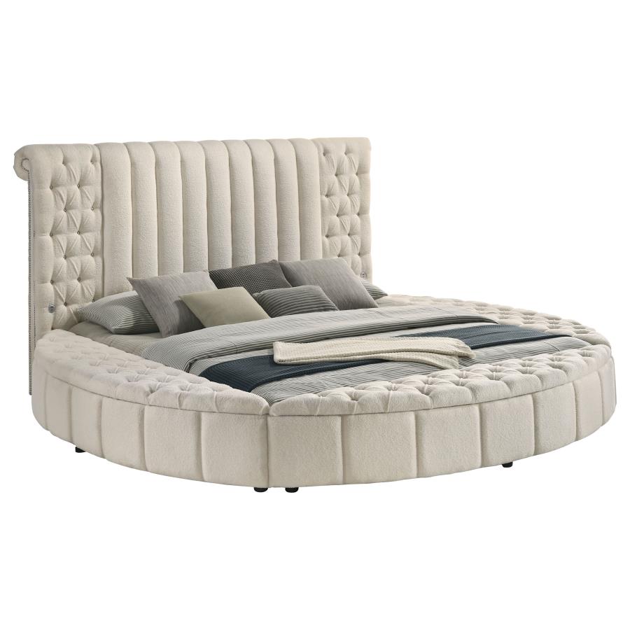 (image for) Sonya Upholstered Queen Round Storage Bed Ivory