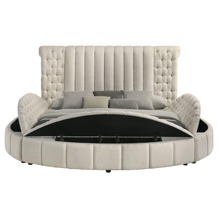 (image for) Sonya Upholstered Queen Round Storage Bed Ivory